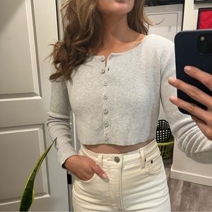 Cropped Button Up Sweater